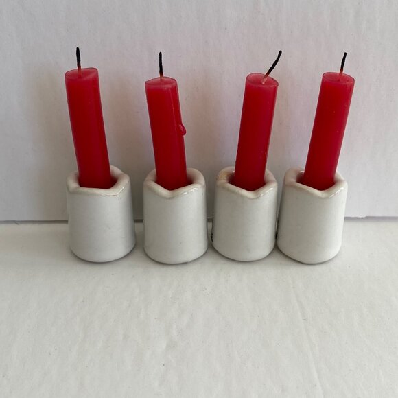 Set Of 4 Vintage Christmas Tree Ceramic Candle Holders - Picture 4 of 5